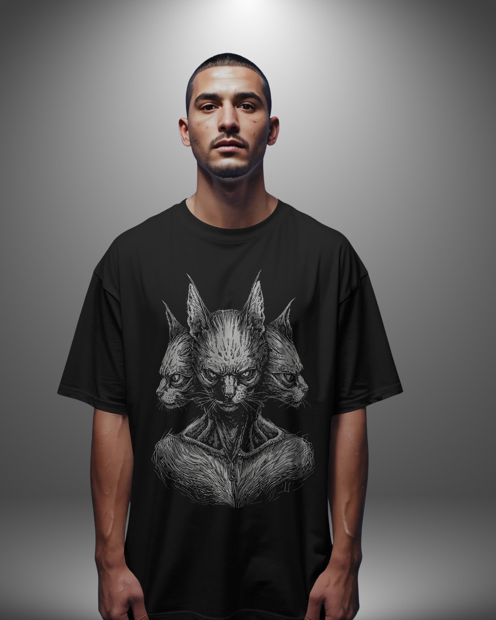 Triple Headed Cat Oversize T-Shirt