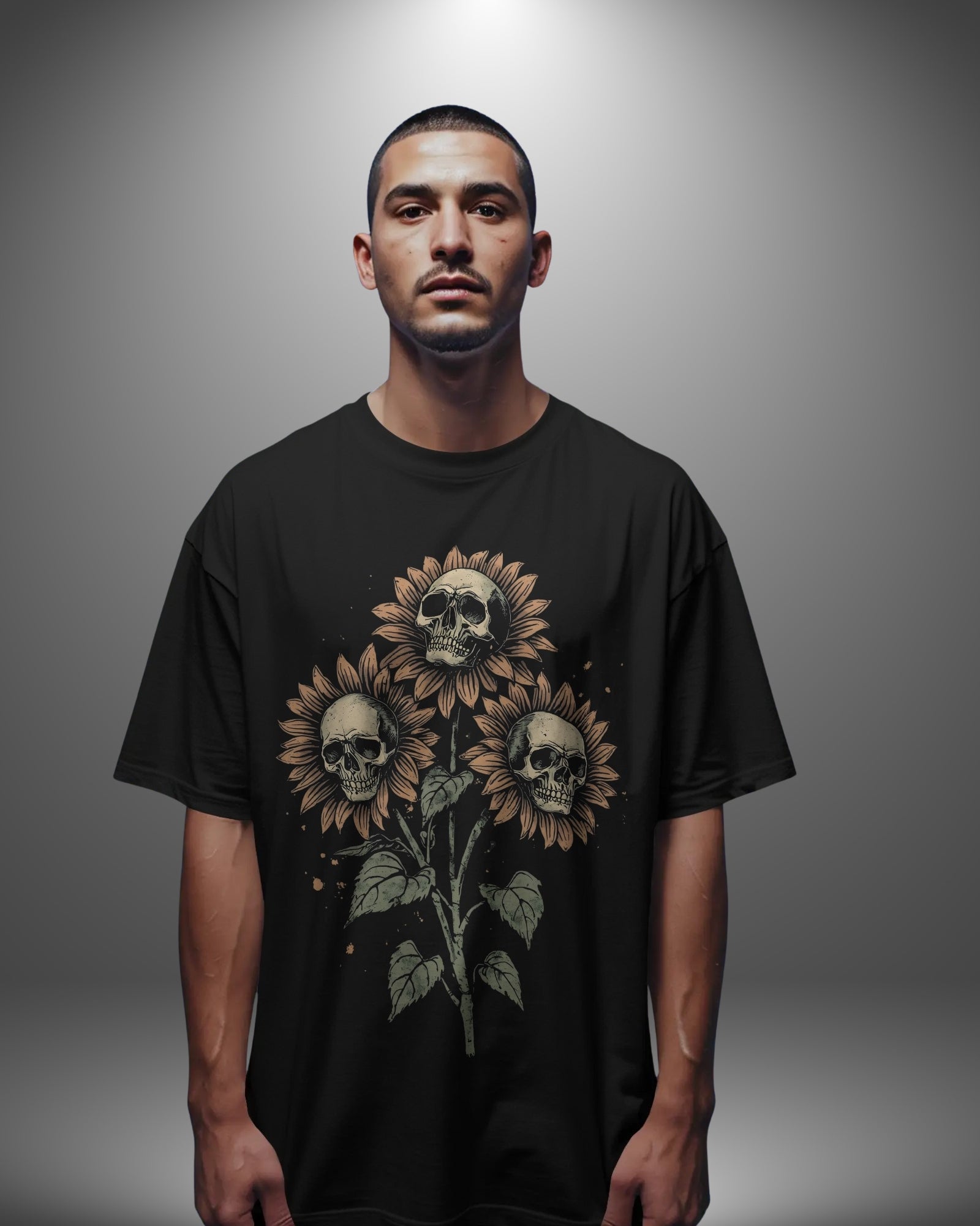 Gothic Bloom Skull Sunflower Tee