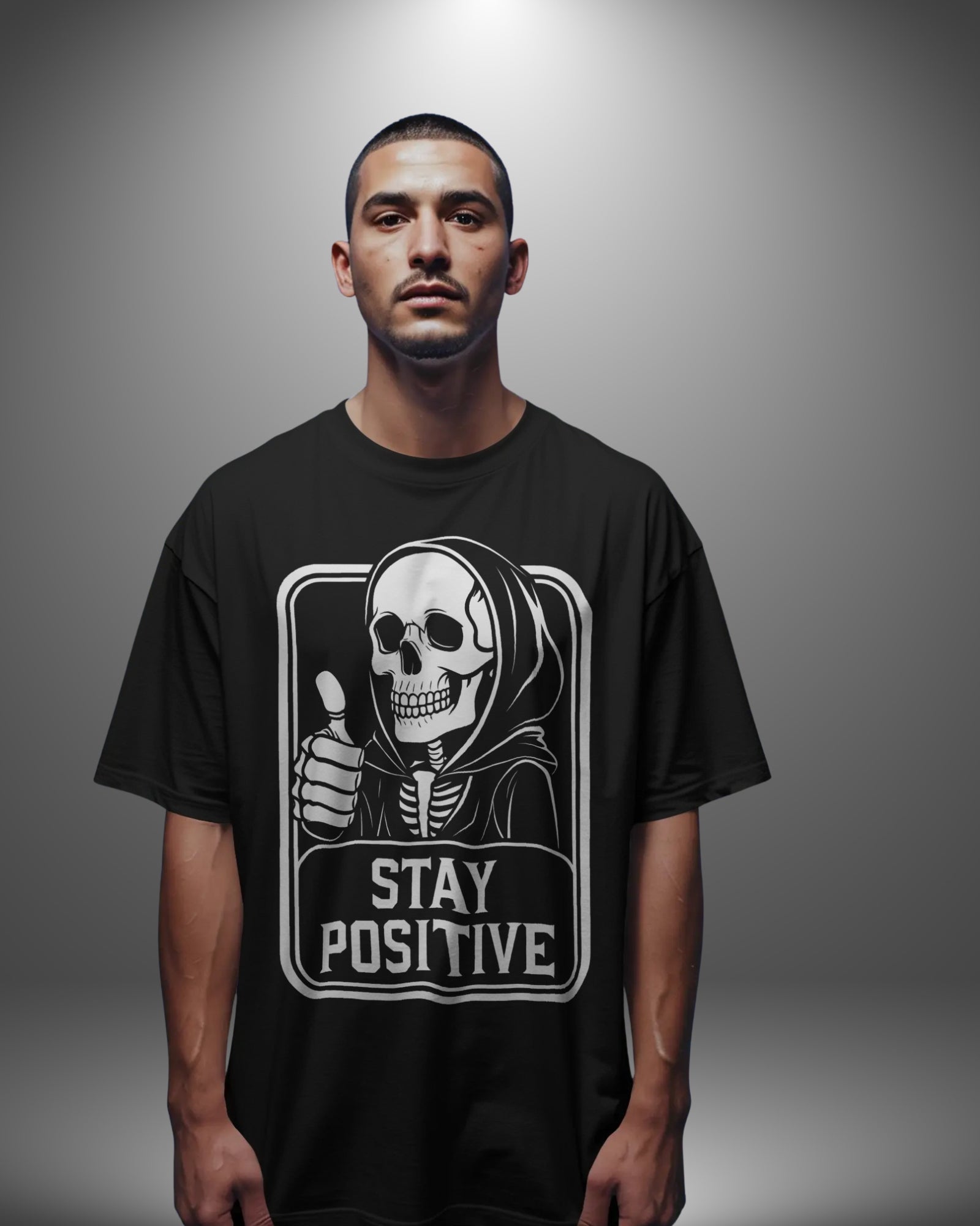 Stay Positive Skeleton Graphic Tee