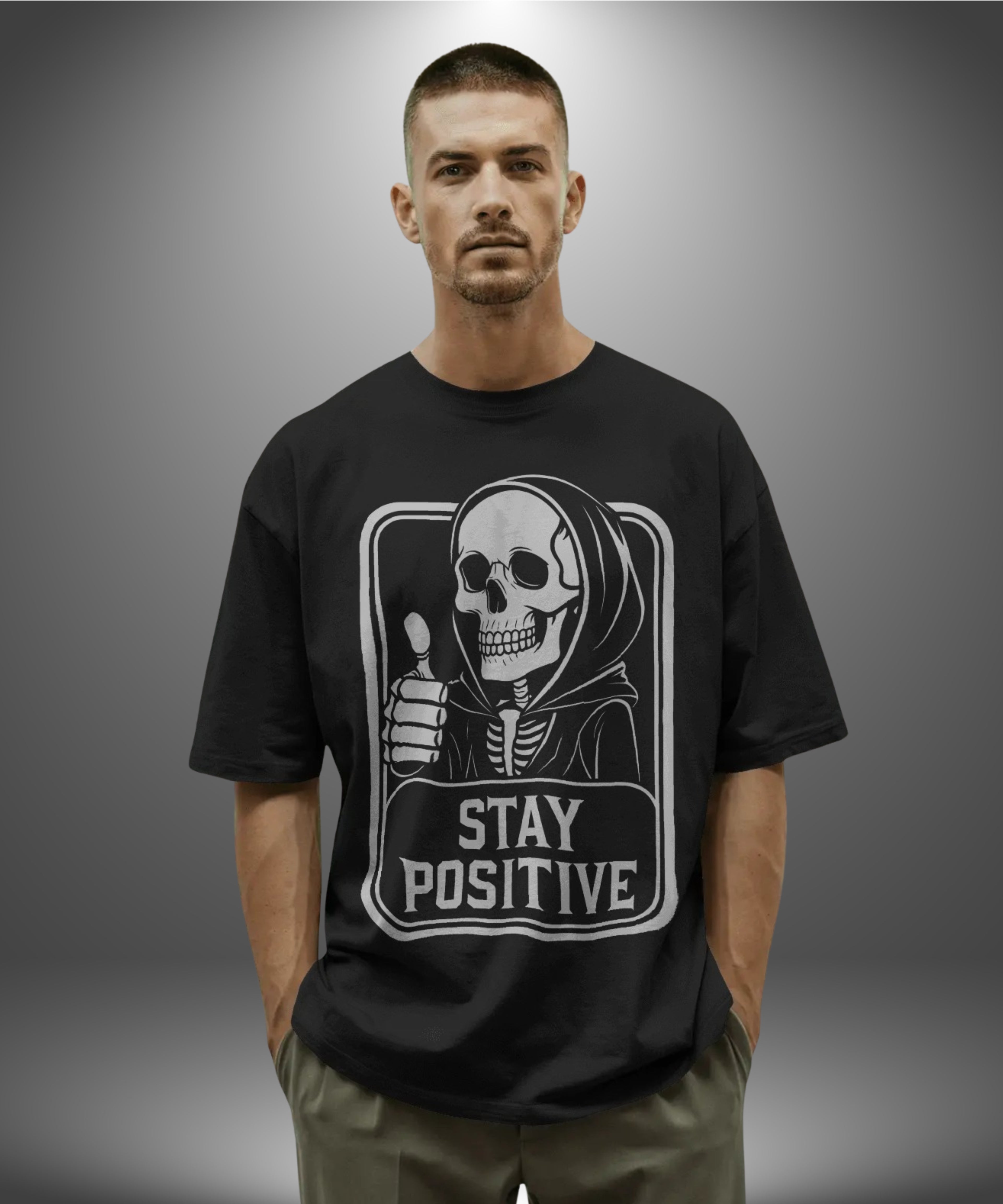 Stay Positive Skeleton Graphic Tee