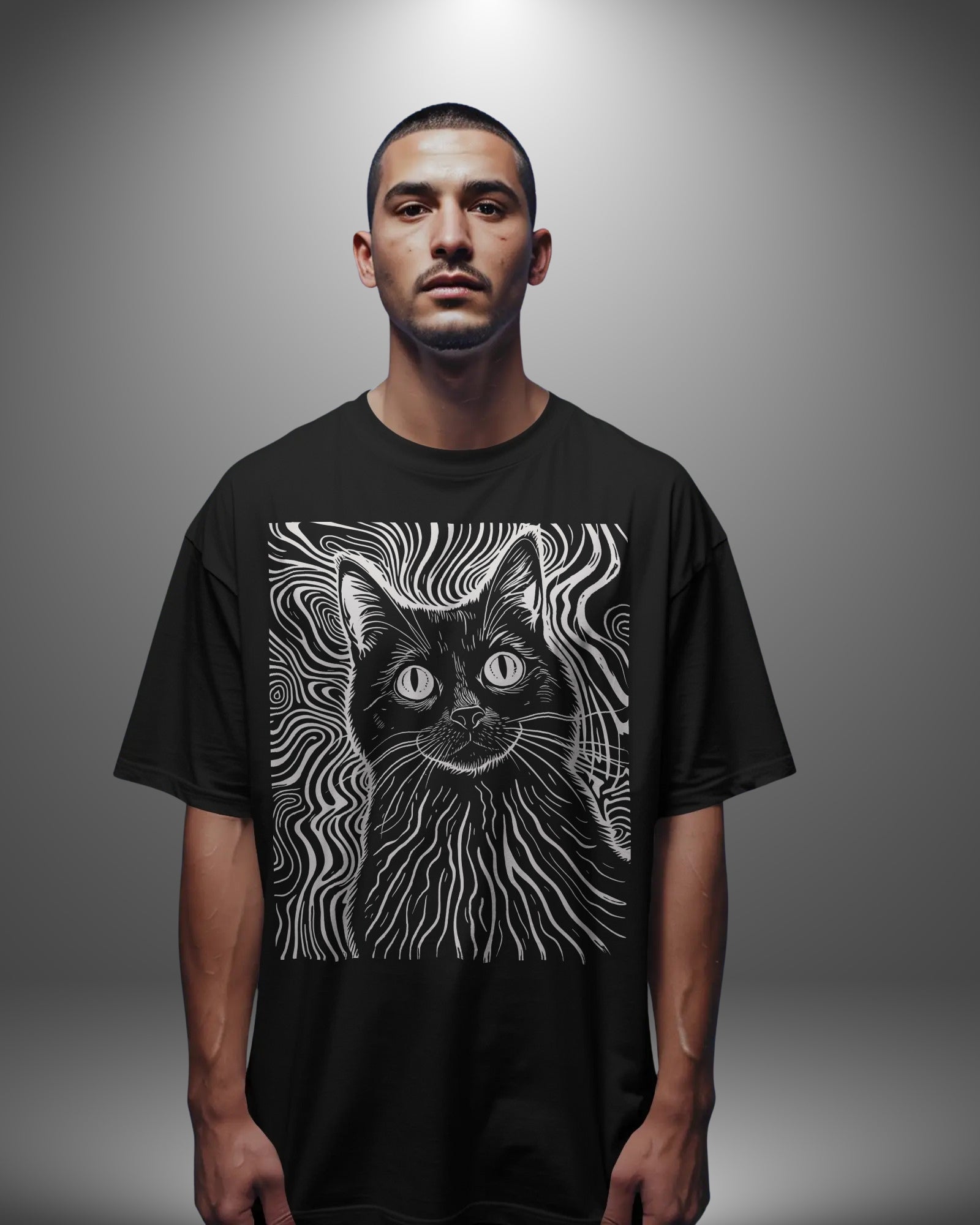 Trippy Cat  Psychedelic Art Oversize T-Shirt