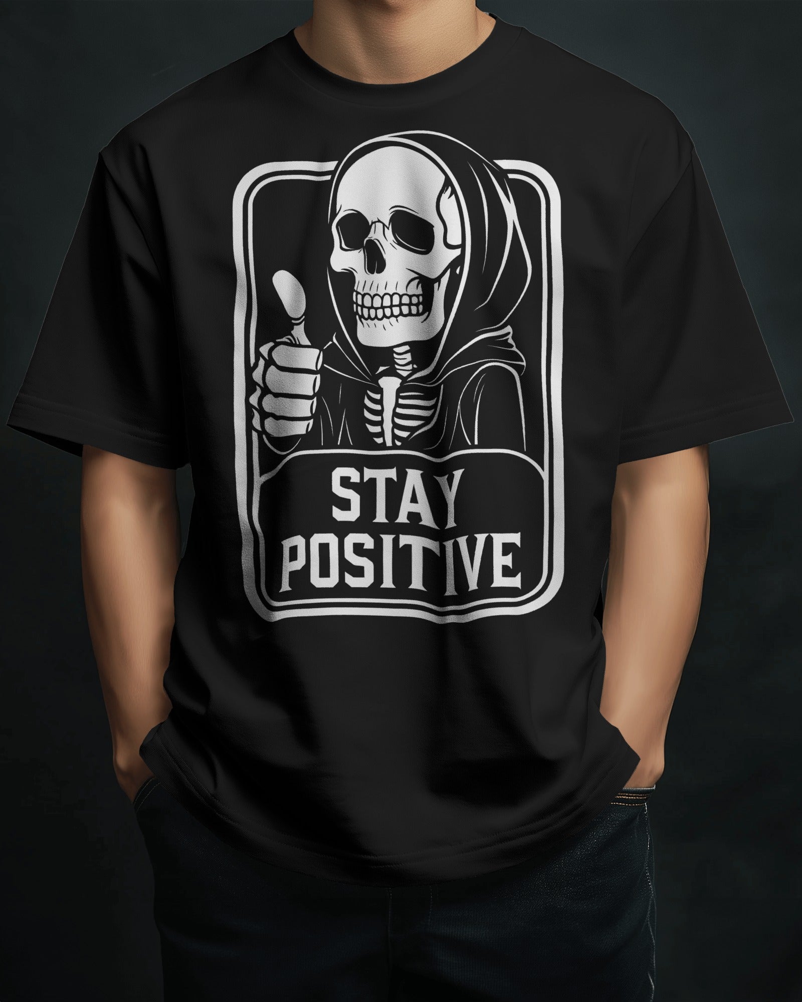 Stay Positive Skeleton Graphic Tee