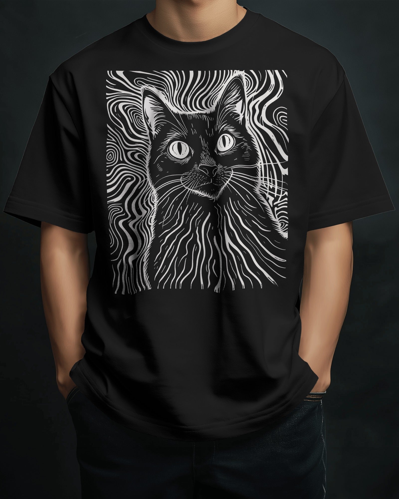 Trippy Cat  Psychedelic Art Oversize T-Shirt