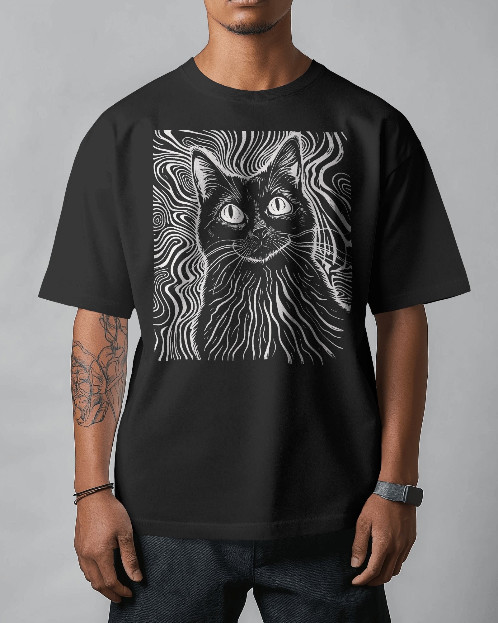 Trippy Cat  Psychedelic Art Oversize T-Shirt